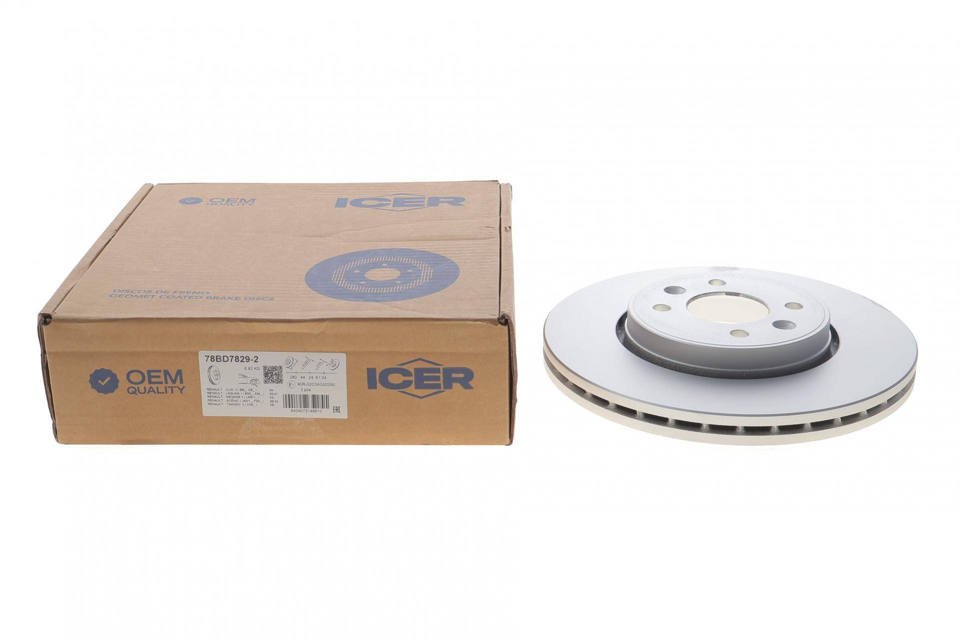 Диск гальмівний (передній) Renault Kangoo 01-/Megane 96-/Scenic 99-/Clio 00-14 (280x24)(з покр)(вент)