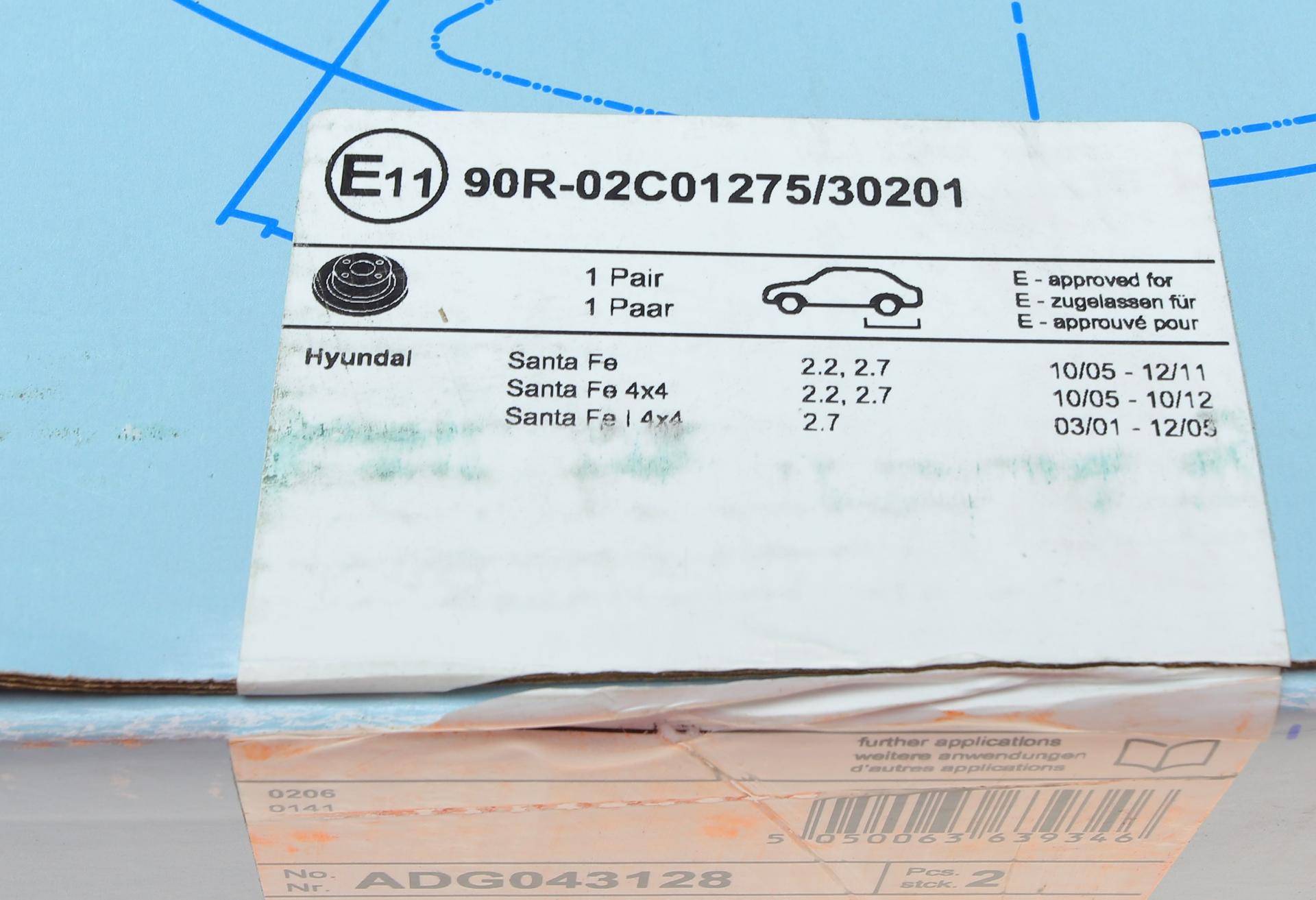 Диск гальмівний (задній) Hyundai Santa Fe I/II 2.0-3.3 05-13 (302x11)
