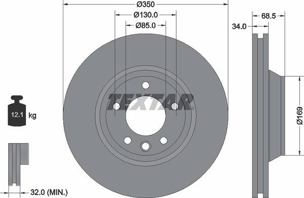 Диск гальмівний (передній) Audi Q7 06-15/Porsche Cayenne 02-/VW Touareg 02-10 (350x34) (L) PRO+