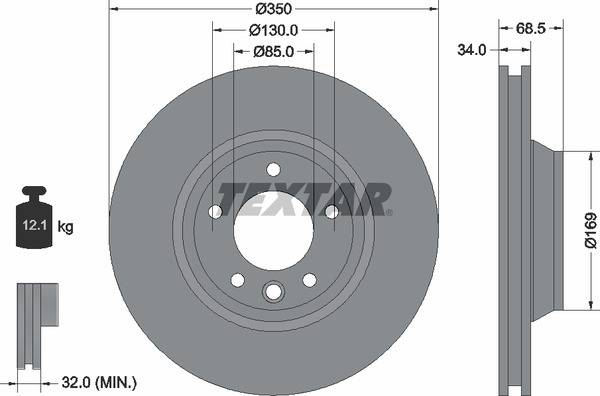 Диск гальмівний (передній) Audi Q7 06-15/Porsche Cayenne 02-/VW Touareg 02-10 (350x34) (R) PRO+