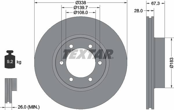 Диск гальмівний (передній) Toyota Land Cruiser 3.0-4.0 D 02- (338x28) PRO