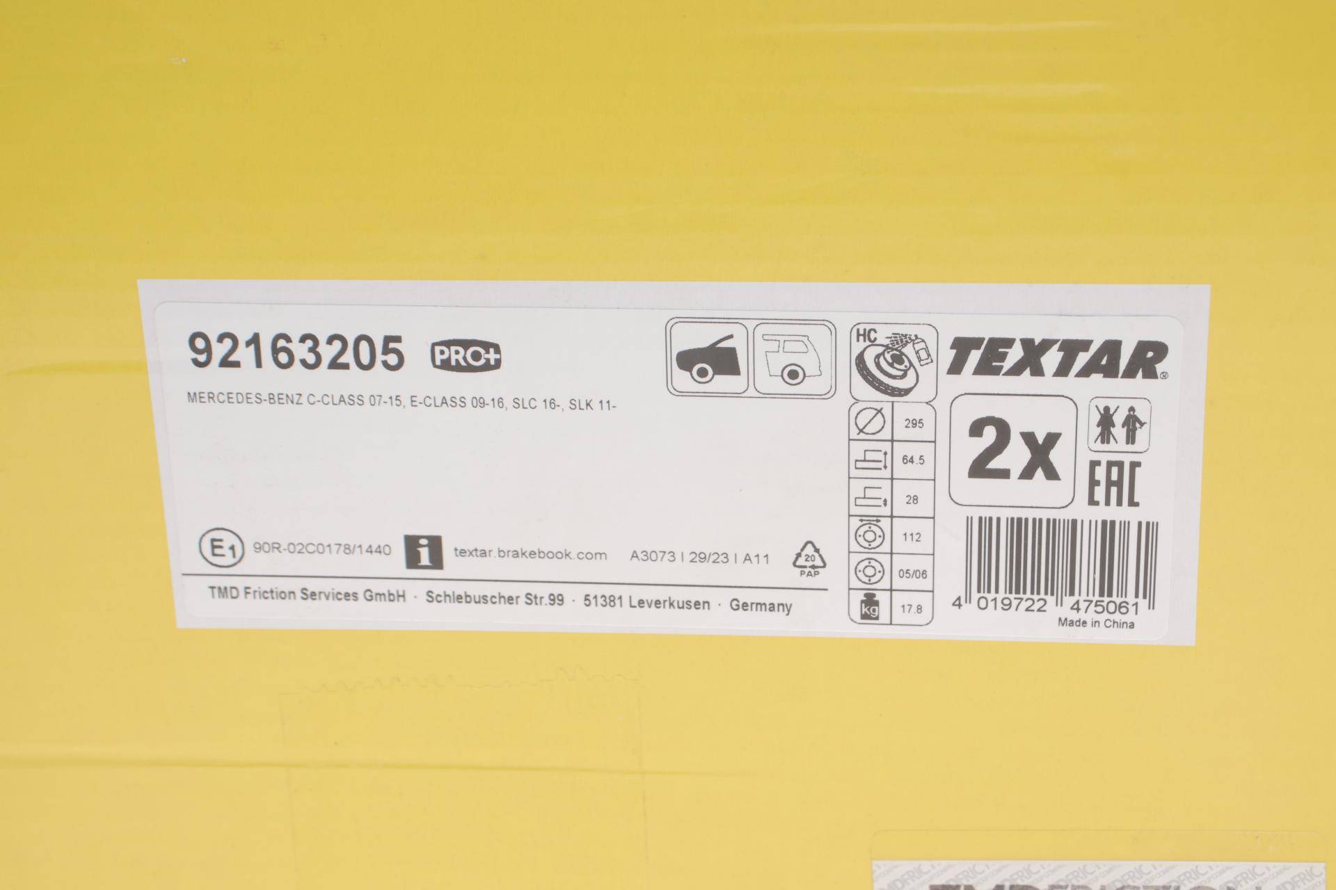 Диск гальмівний (передній) MB E-class (W211/W212/S211/S212) 02-09 (295x28) PRO+