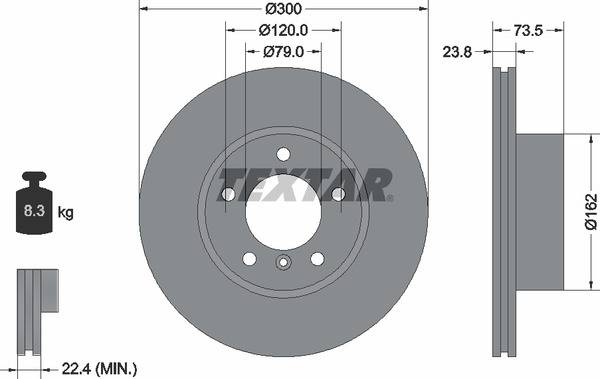 Диск гальмівний (передній) BMW 3 (E90-93) 04-13 (300x23.8) PRO+