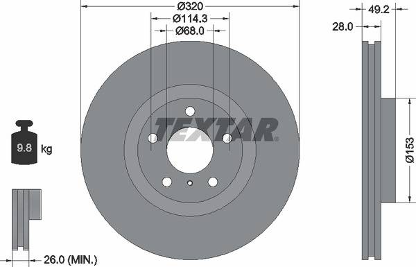 Диск гальмівний (передній) Nissan Fuga II 09-/ Murano 03-14/Infiniti G/M Series 05-10 (320x28) PRO+