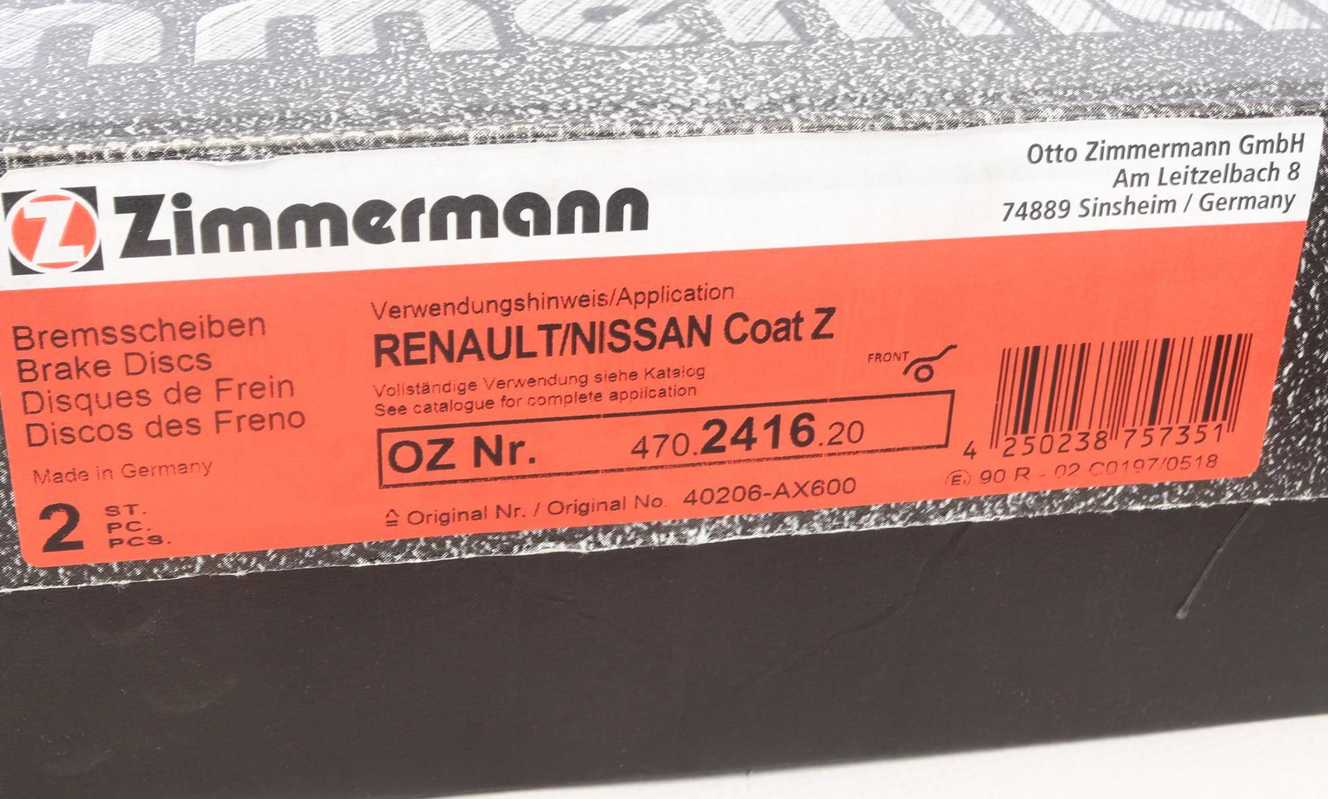 Диск гальмівний (передній) Renault Megane II/Clio II/III 1.2-1.5 dCI 02- (259,6x22) (з покриттям) (вент)