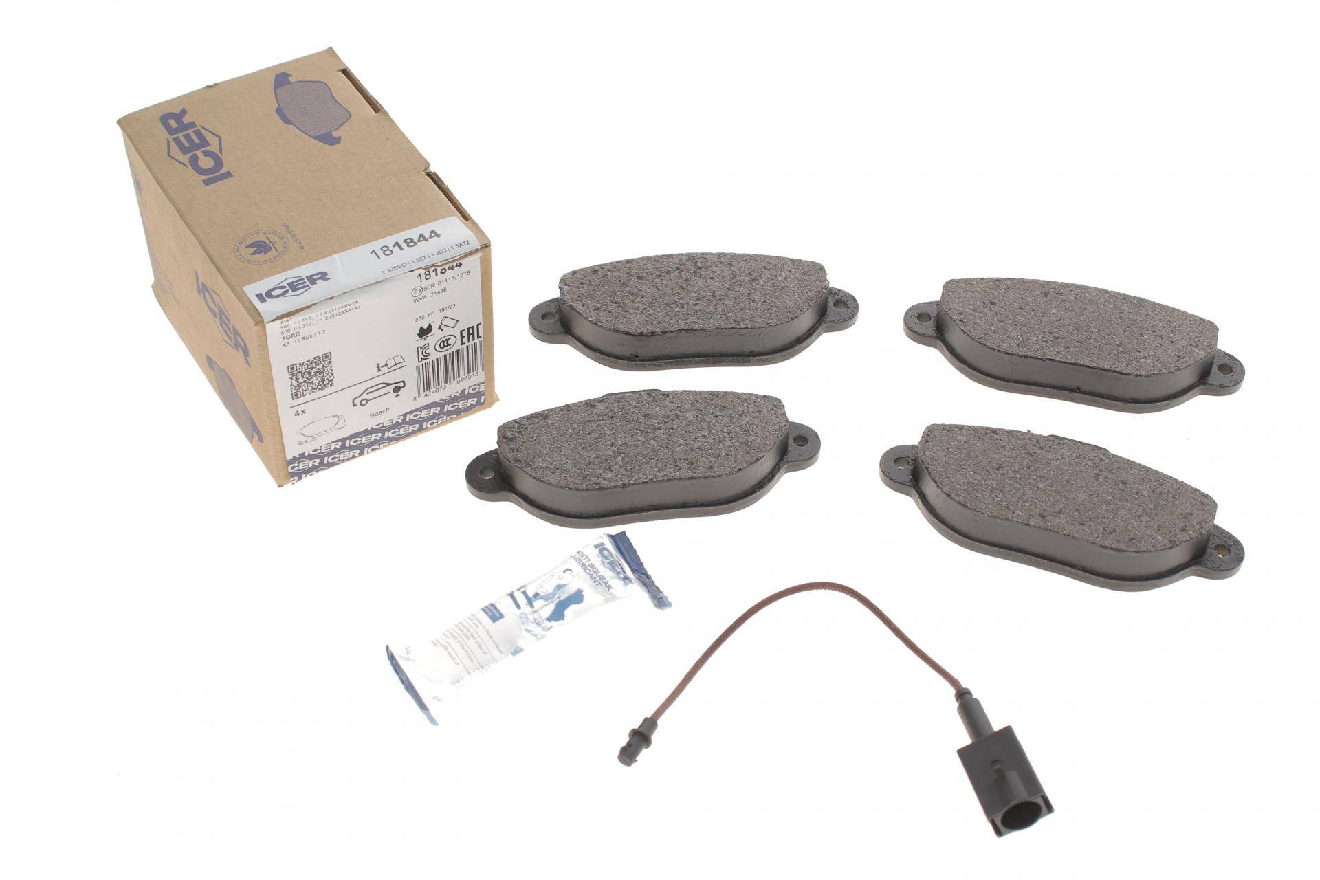 Колодки гальмівні (передні) Fiat 500 07-/Ford Ka 08-16 (+датчики)