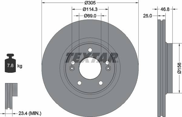 Диск тормозной (передний) Hyundai Tucson/ I30/ Kia Ceed/Sportage 15- (305x25) (заменен на 92292205)