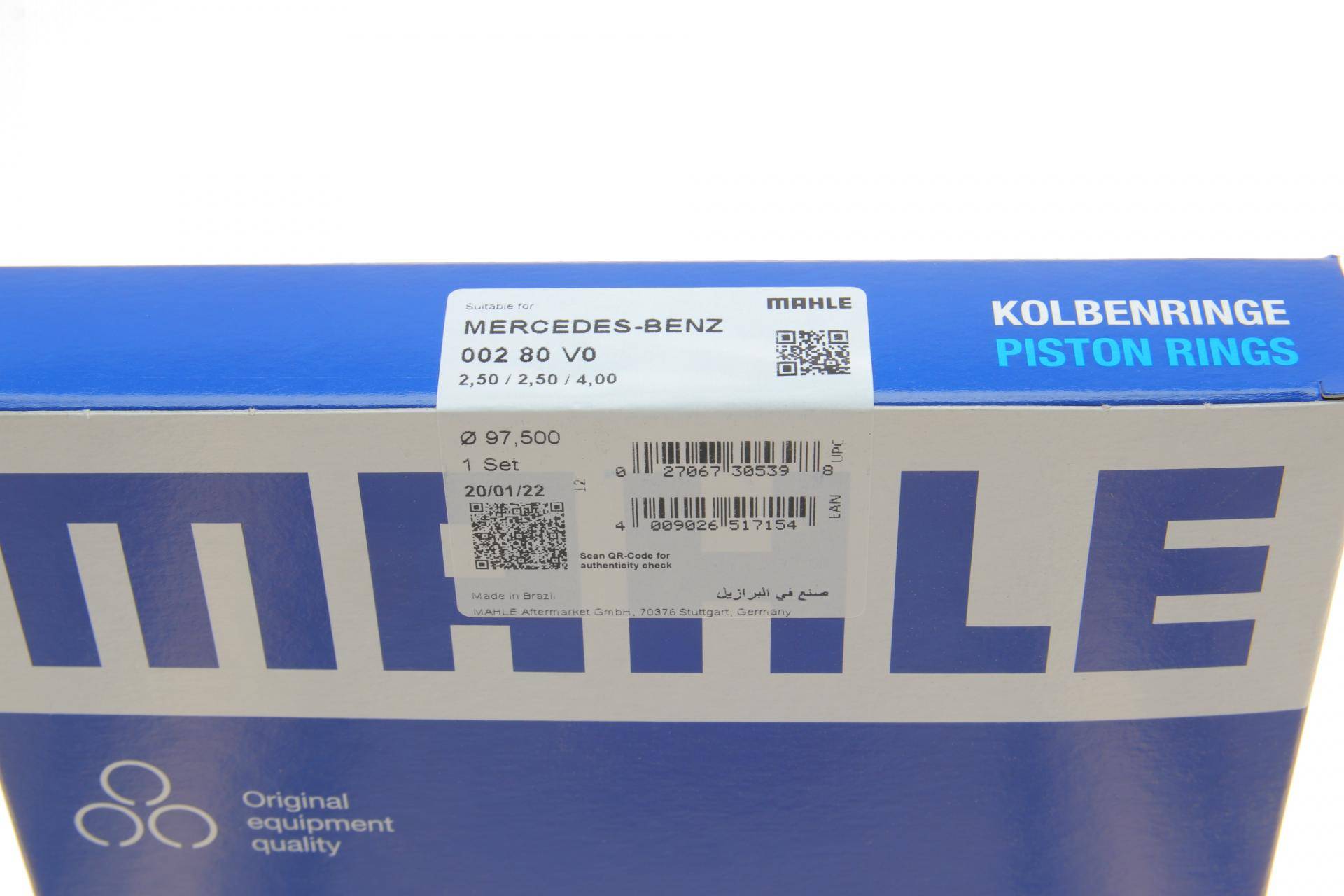 Кільця поршневі MB OM364-366 (97.50mm/STD) (2.5-2.5-4)