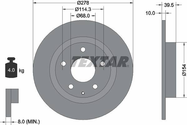 Диск тормозной (задний) Mazda 6 12- (278x10) PRO