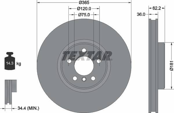 Диск гальмівний (передній) BMW X5 (E70/F15) 06-/X6 (E71/F16) 07- (365x36) PRO+