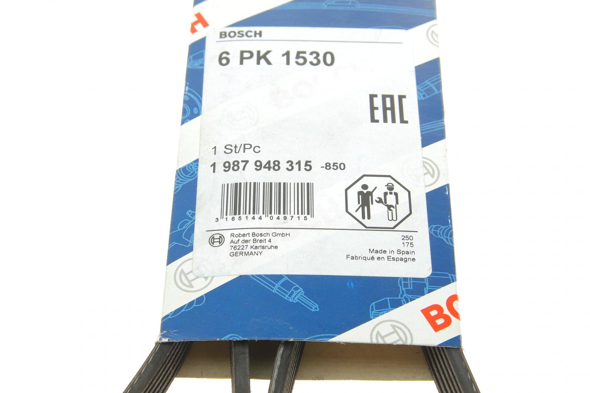 Ремінь генератора Fiat Doblo1.3-1.6 D 10-/Opel Astra F/Corsa B/Vectra B 1.4-1.8/ 94-03 (6PK1530)