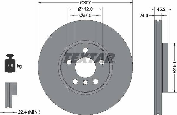 Диск гальмівний (передній) BMW 2 (F44-46)/X1 (F48) 13- (307x24) (замінено на 92283605)