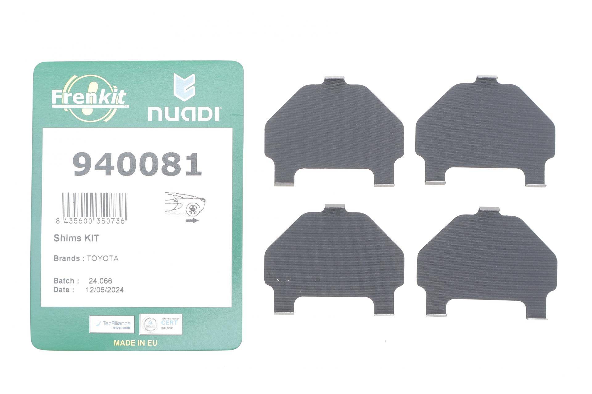 Комплект протискрипних пластин (задніх) Toyota Corolla 01-08/Camry 82-86/Yaris/Celica 99-05 (Akebono)