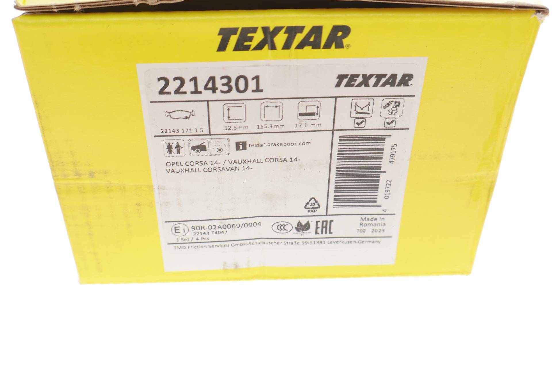Колодки гальмівні (передні) Opel Corsa E 14- (Teves) Q+