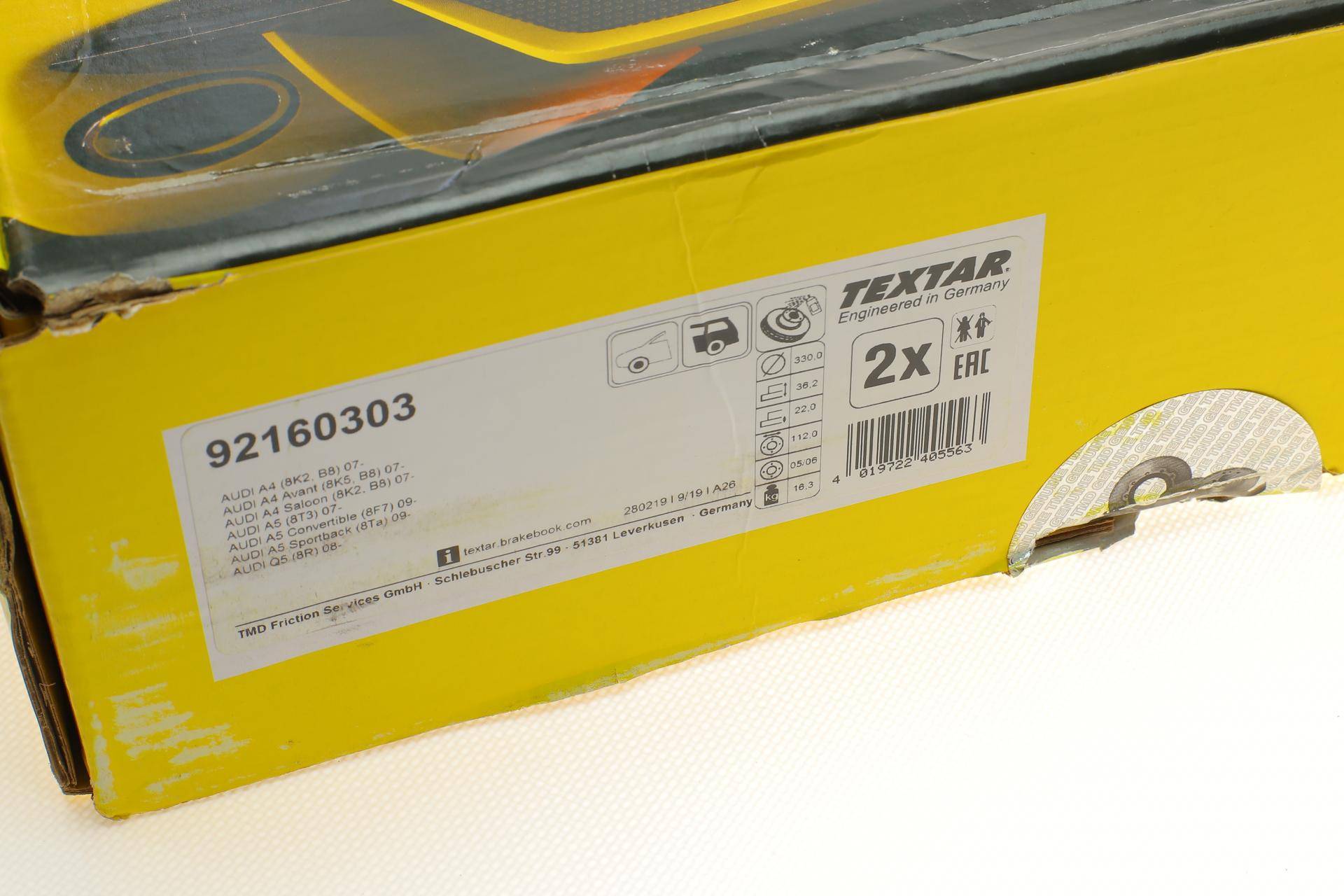 Диск тормозной (задний) Audi A4/A5 08-17/Q5 08- (330х22) PRO