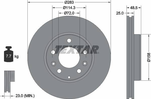 Диск гальмівний (передній) Mazda 6 02-13 (283х25) PRO