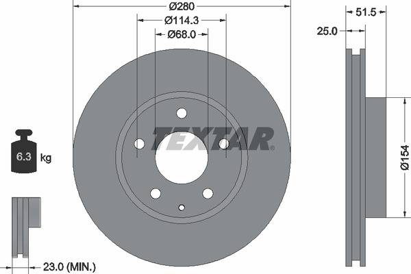 Диск гальмівний (передній) Mazda 3 13- (280x25) PRO