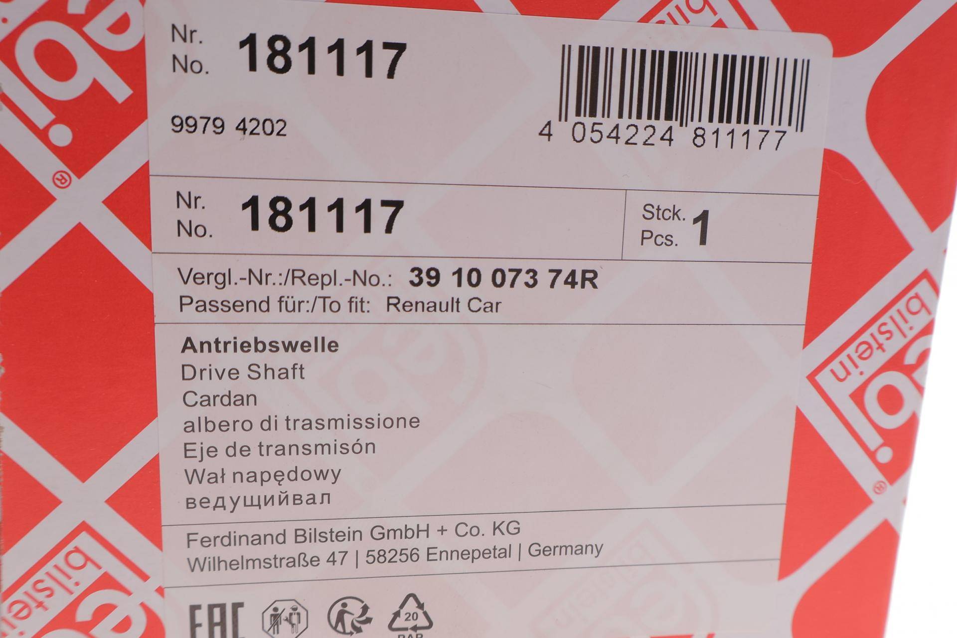 Піввісь (передня) Renault Kangoo 1.5 dCi/1.6 16V 08- (R) (27x26x917)
