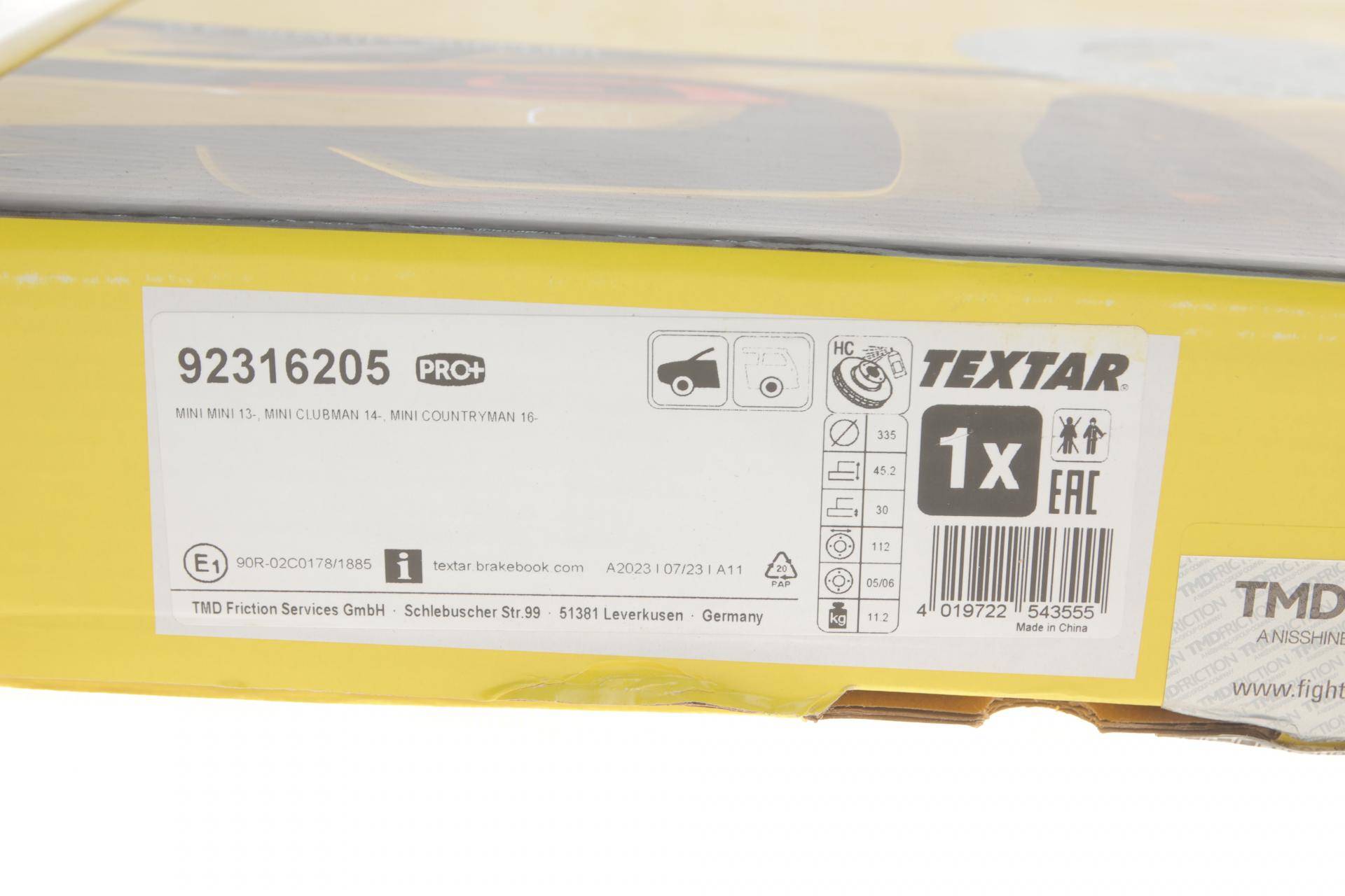 Диск тормозной (передний) BMW X1 (U11) 22- (335x30) B38/B47/B48 PRO+