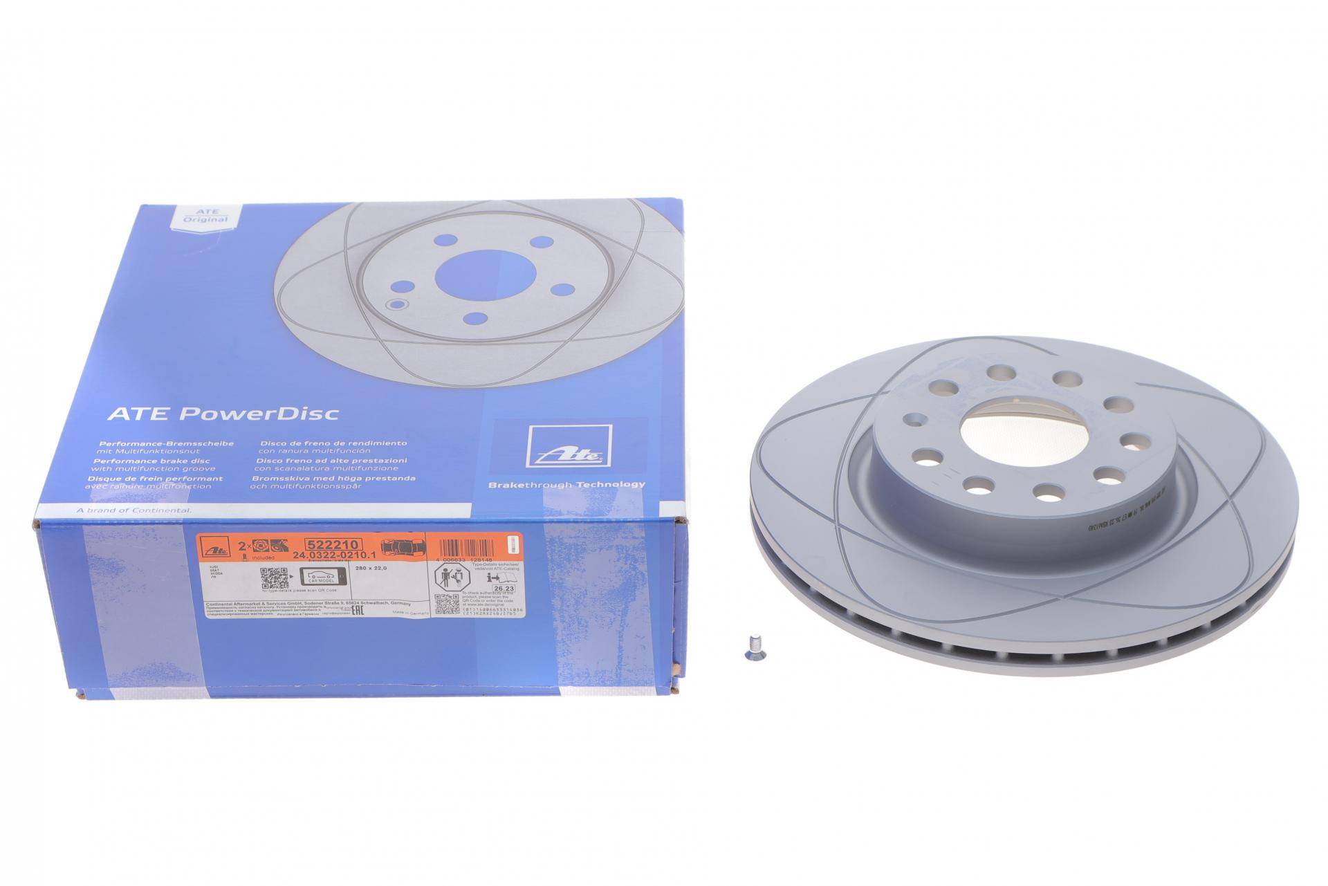 Диск гальмівний (передній) Audi A3/Skoda Octavia/VW Caddy/Golf 03- (280x22) (з покр) PowerDisc