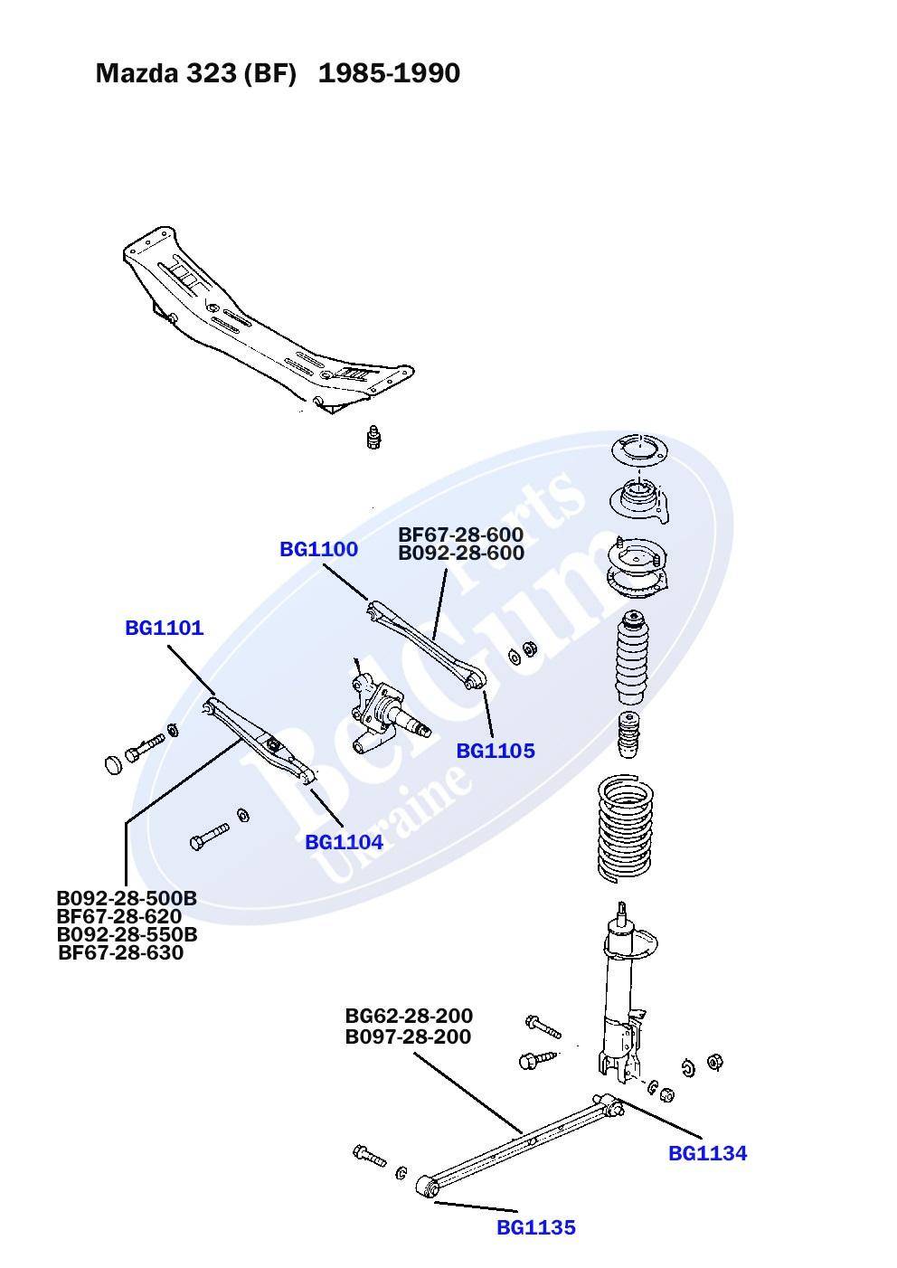 Сайлентблок важеля (заднього) Mazda 323/626 85-94 (d=20mm) (поперечного)