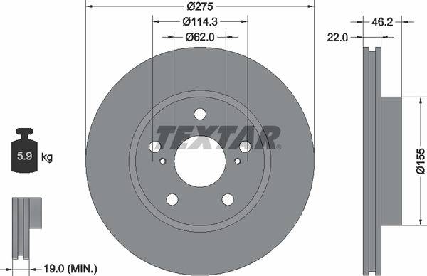 Диск гальмівний (передній) Toyota Auris 07-12/ Corolla 07- (275x22) PRO