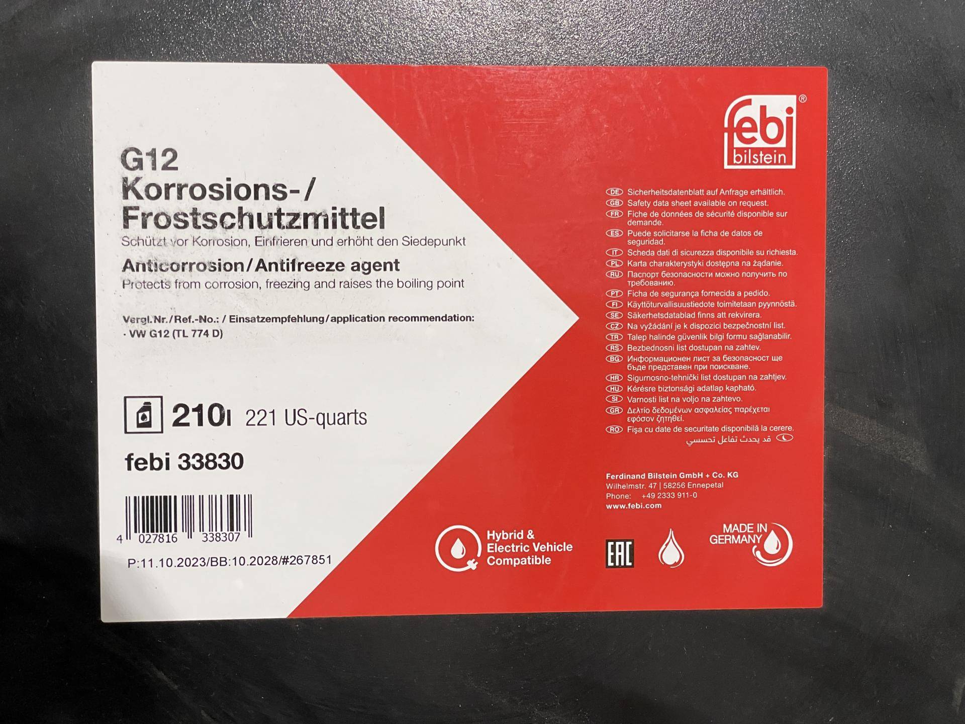 Антифриз (червоний) G12 (210L)