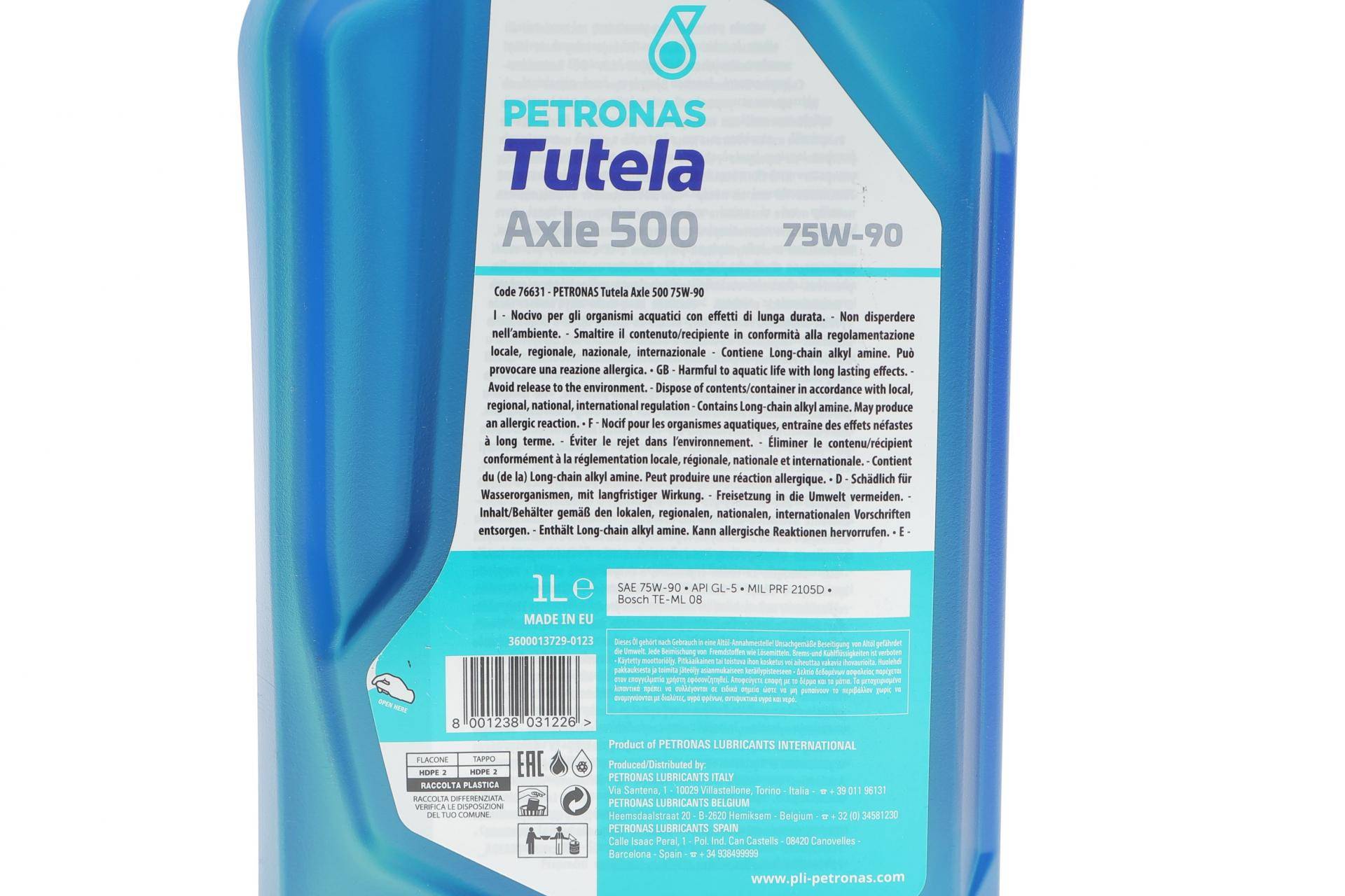 Олива 75W90 TUTELA AXLE 500 (1L) (MIL PRF 2105D) (API GL-5) (заміна на 76631M12EU)
