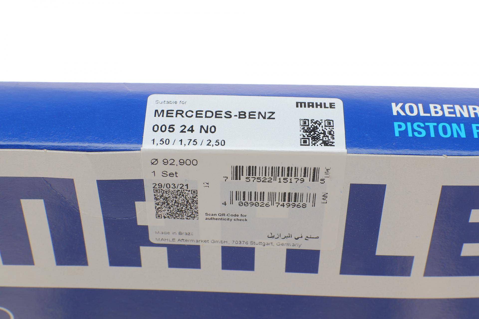 Кільця поршневі MB 3.5 (M272) 05-